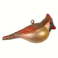 Female Cardinal Glass Ornament