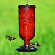 Antique Red Bottle Hummingbird Feeder