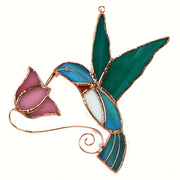 Hummingbird Pink Flower Sun Catcher