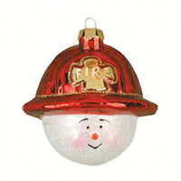 Fireman Snowman Glass Ornament