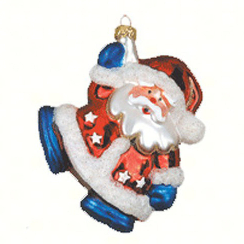 Red, White & Blue Santa Christmas Ornament