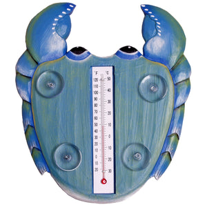 Blue Crab Window Thermometer Large