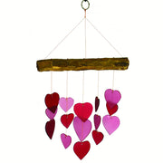 Red/Pink Hearts Glass Wind Chime