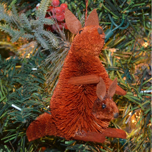 Kangaroo w/Baby Bristle Brush Ornament