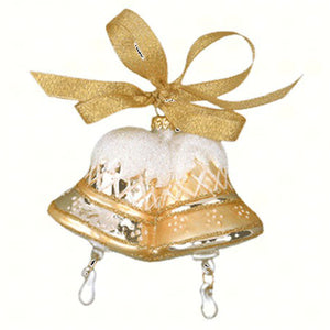 Golden Christmas Bells Glass Ornament