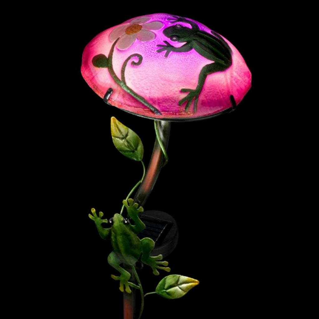 Solar Light Mushroom Garden Stake - Frog