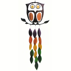 Retro Owl Glass Wind Chime