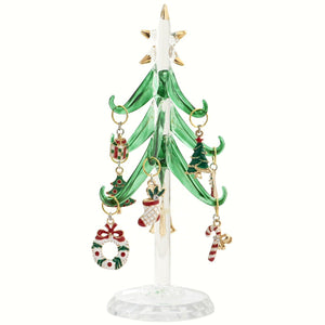 Glass Tree w/Enamel Ornaments 6 inch