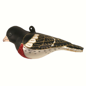 Rose Breasted Grosbeak Glass Ornament