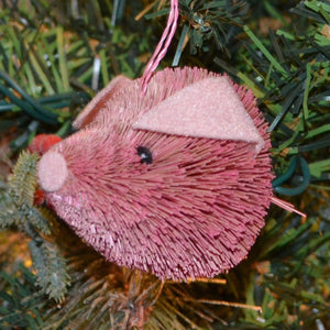 Pig Bauble Bristle Brush Ornament