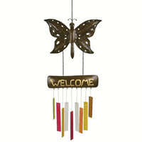 Welcome Butterfly Glass Wind Chime