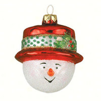Top Hat Snowman Glass Ornament