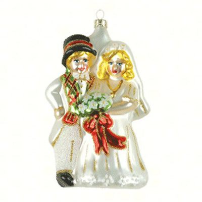 Bride & Groom Glass Ornament