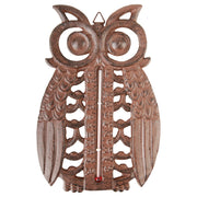 Cast Iron Owl Thermometer Antique Brown