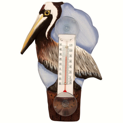 Brown Pelican Window Thermometer Small