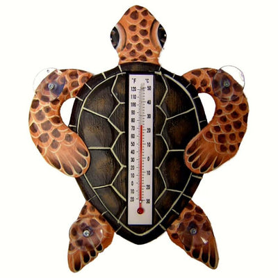 Brown Turtle Window Thermometer Small