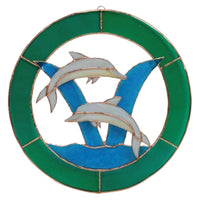 Dolphin Stained Glass Window Panel