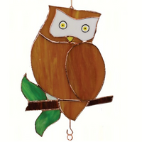 Owl Stained Glass Wind Chime 40"