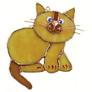 Tan Cat Stained Glass Suncatcher