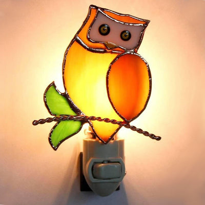 Owl Stained Glass Night Light