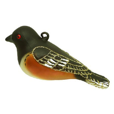 Rufous Sided Towhee Glass Ornament