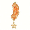Twinkle Seahorse Orange Glass Ornament