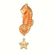 Twinkle Seahorse Orange Glass Ornament