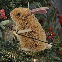 Rabbit on Skis Bristle Brush Ornament