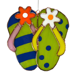 Flip Flops Stained Glass Suncatcher