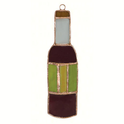 Wine Bottle Stained Glass Suncatcher