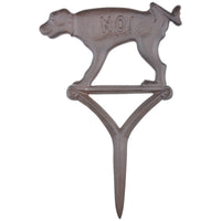 Cast Iron Dog Yard Sign NO! Peeing Antique Brown