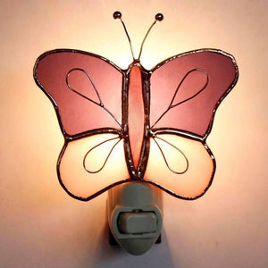 Purple/Pink Butterfly Stained Glass Night Light