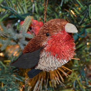 Robin Bird Bristle Brush Ornament