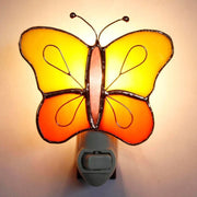 Yellow/Orange Butterfly Stained Glass Night Light