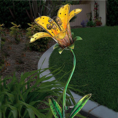 Tiger Lily Solar Garden Stake - Yellow