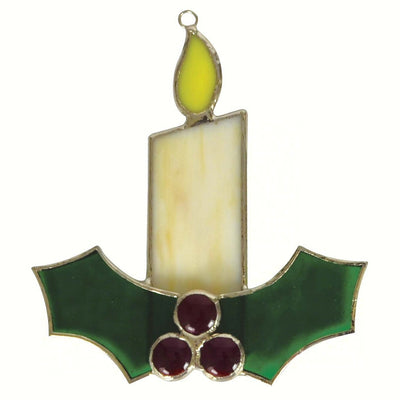 White Candle Stained Glass Suncatcher