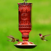 Antique Square Bottle Hummingbird Feeder