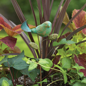 Teal Bird Plant Pick/Garden Stake