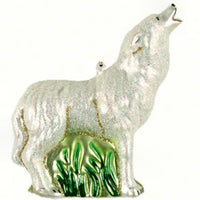 Howling Arctic Wolf Glass Ornament