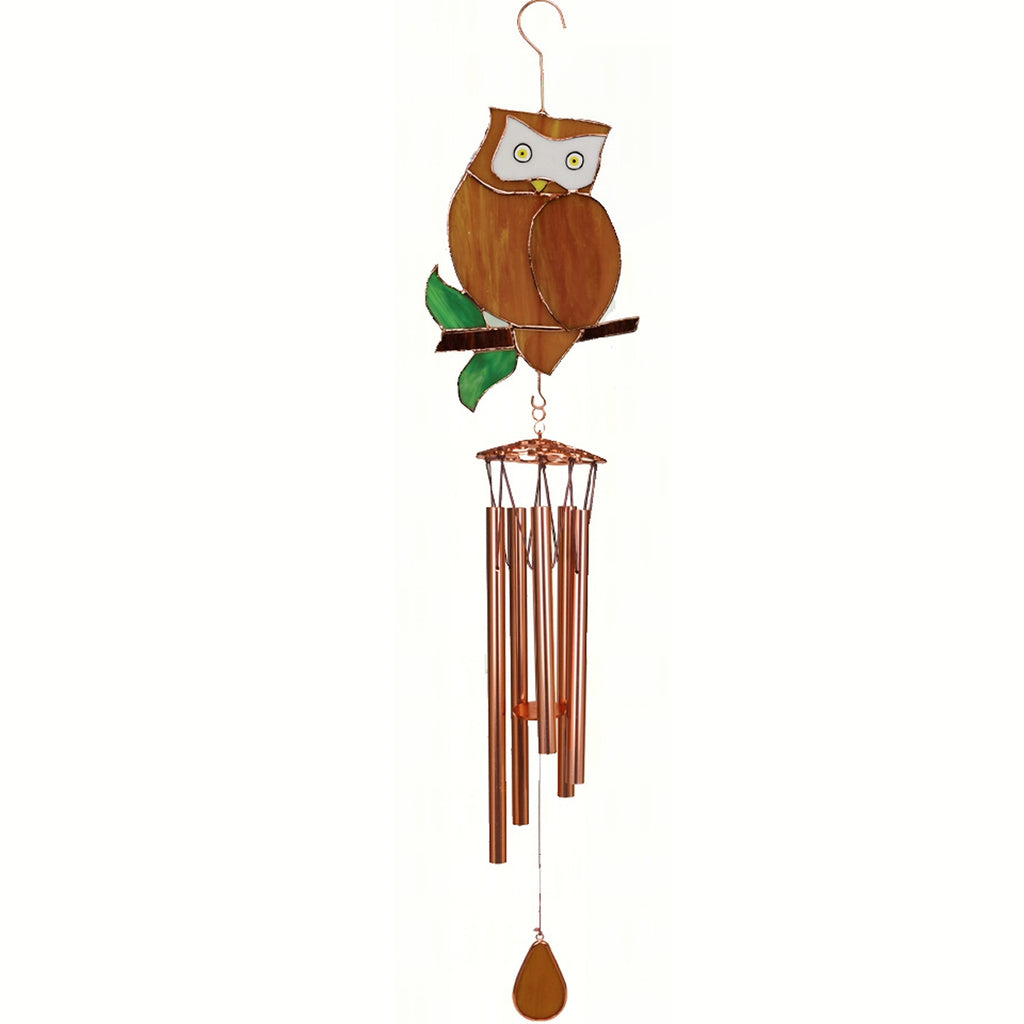 Owl Stained Glass Wind Chime 40"