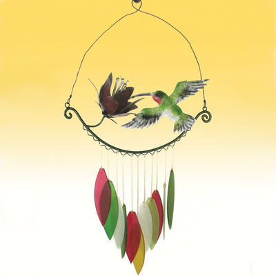 Hummingbird & Flower Glass Wind Chime