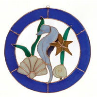 Seahorse Stained Glass Window Panel