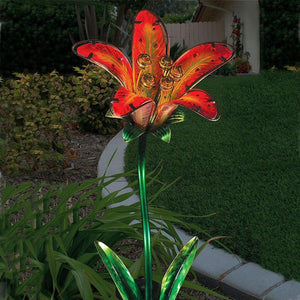 Tiger Lily Solar Garden Stake - Red