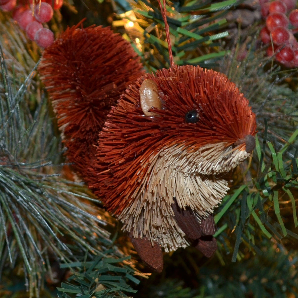 Squirrel Red Bristle Brush Ornament
