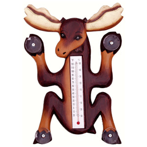 Climbing Moose Window Thermometer Small