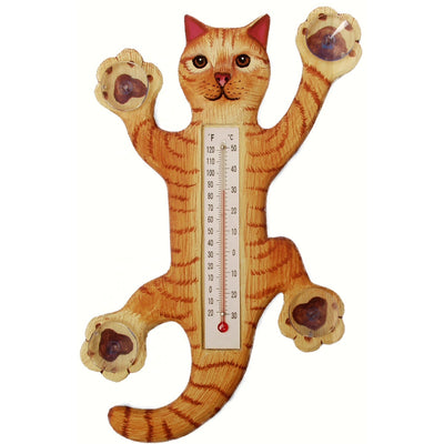 Orange Tabby Window Thermometer Small