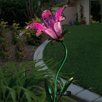 Tiger Lily Solar Garden Stake - Pink