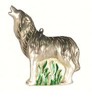 Howling Timber Wolf Glass Ornament