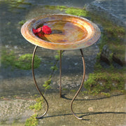 Golden Copper Plated Birdbath w/Stand