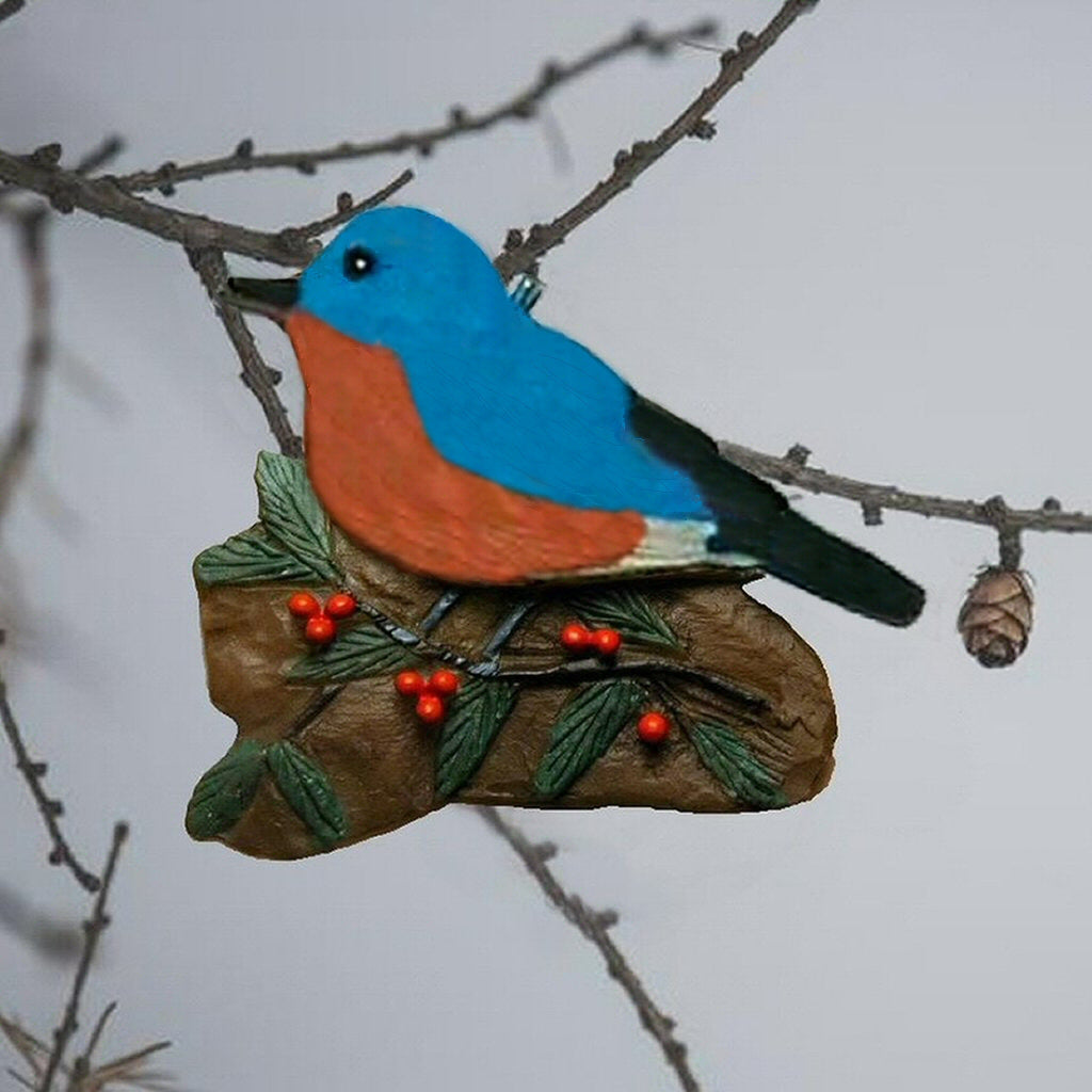 Bluebird w/Holly Tree Ornament